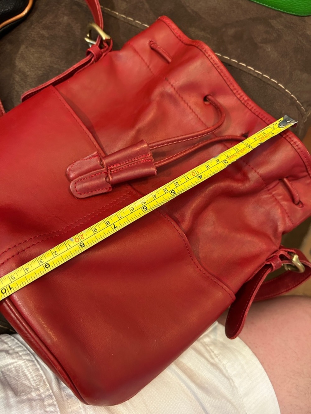 Coach Red Leather Drawstring Crossbody Bucket Bag - Picture 8 of 9